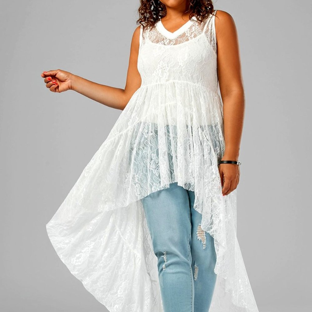 White Lace Hi/ Low Top